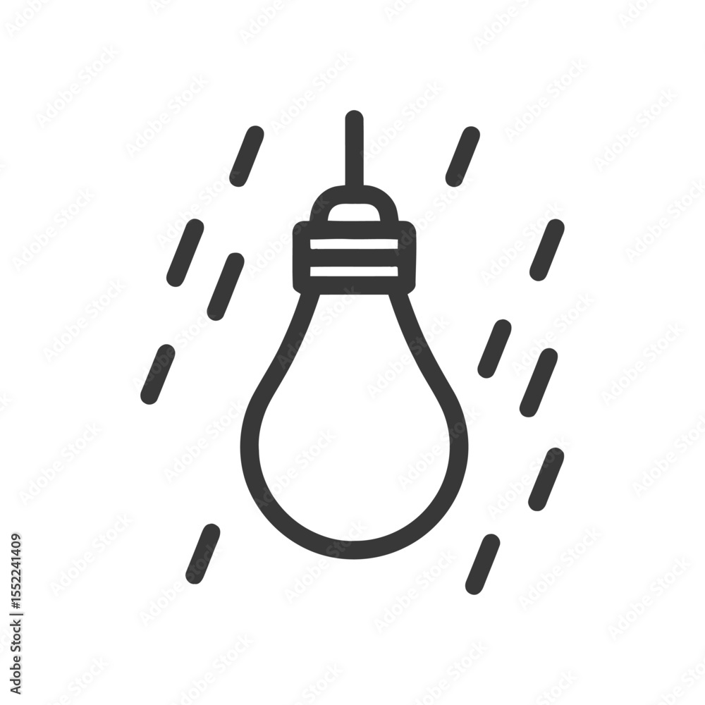 Aufkleber minimalist lightbulb icon with dashed lines on white background