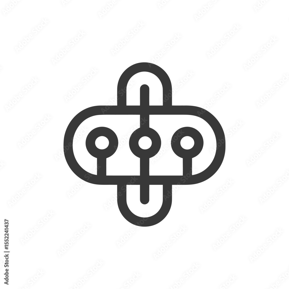 Poster abstract connection icon: symmetrical design with rounded elements on white