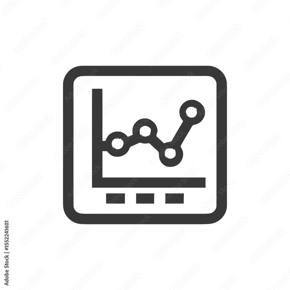 Aufkleber rising trend: minimalist graph icon with rounded square frame