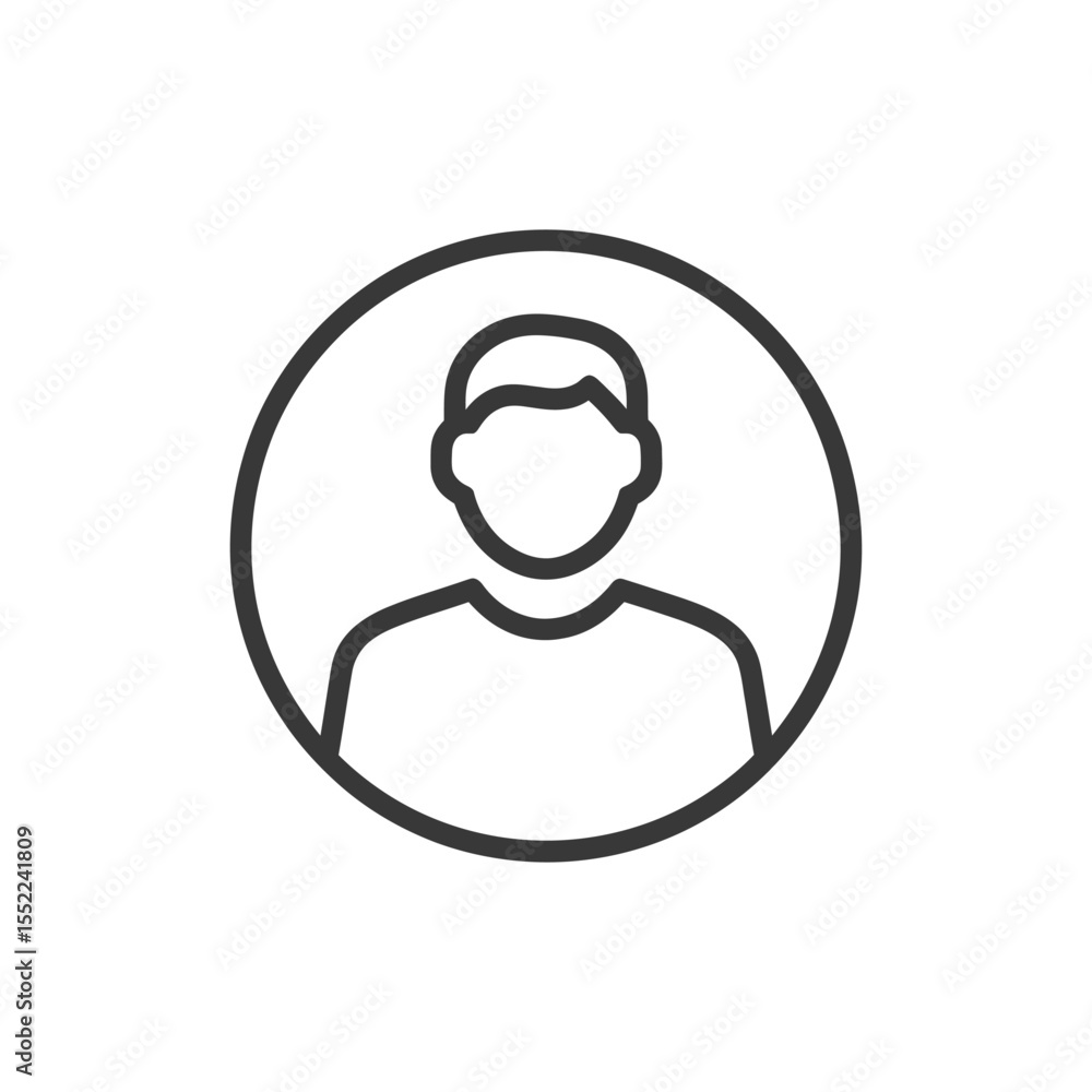 Poster minimalist user icon: simple profile avatar in circular frame, outline style