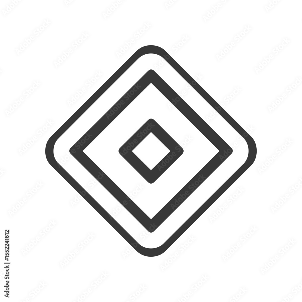 Poster minimalist diamond shape: geometric design with rounded corners and nested layers