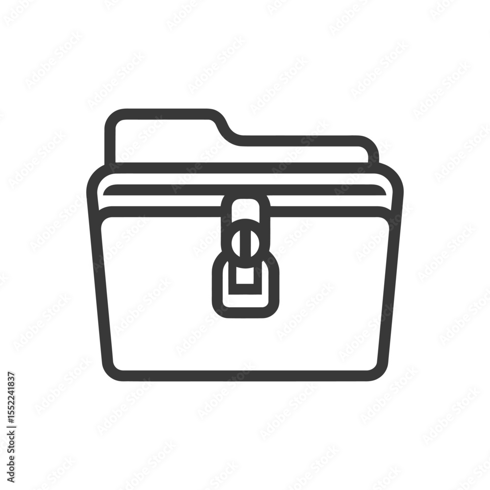 Poster minimalist folder icon with unique lock detail, outline style