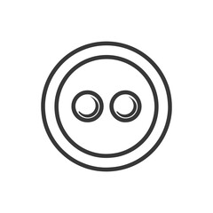 Minimalist Line Art: Two-Hole Button Icon on White Background