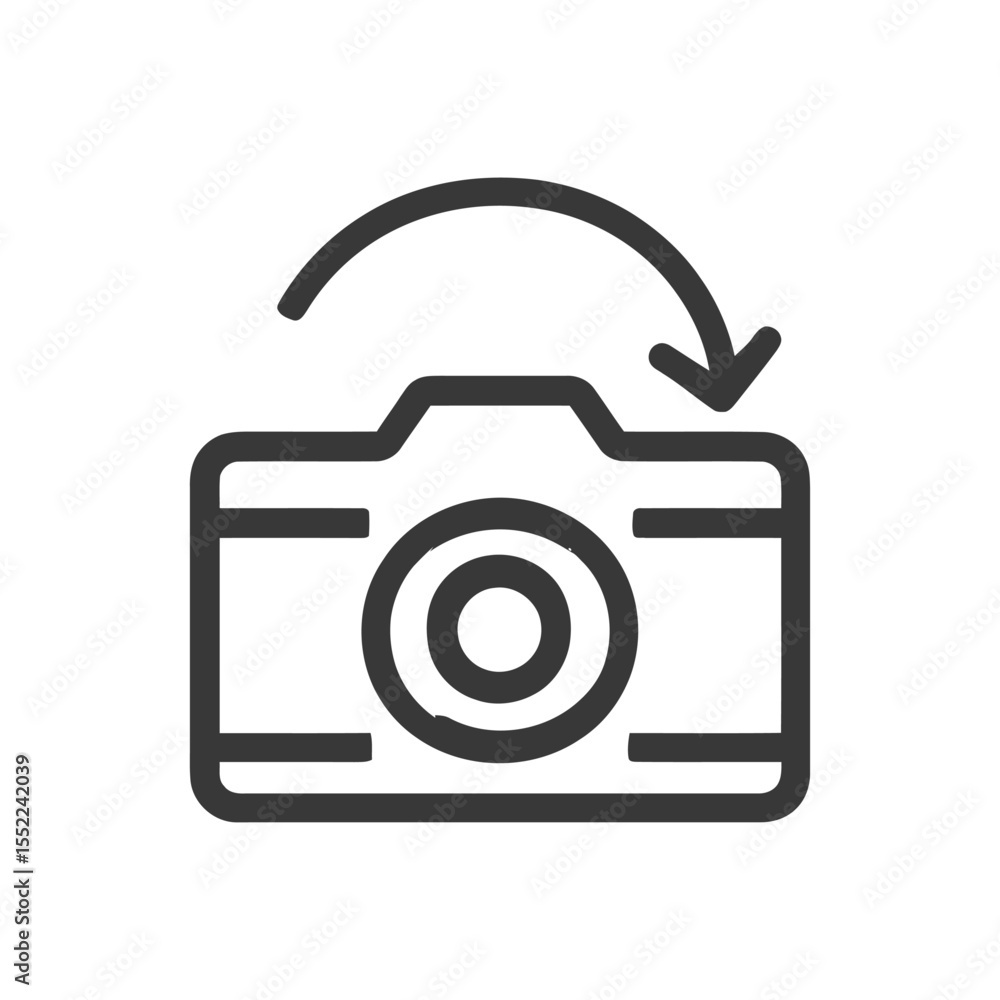 Poster camera rotation icon: simple photography symbol with curved arrow