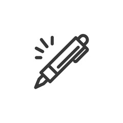 Sleek Black Pen Icon with Sparkle Effect on White Background