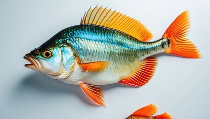 Fototapeta premium Fresh Tilapia Fish Isolated On White Background with Empty Copy Space For Text