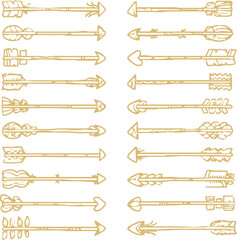 Hand-drawn arrow icon set. A collection of curved