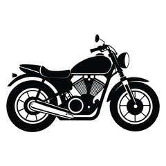 Fototapeta premium Detailed Black Motorcycle Illustration Classic Chopper, Heavy Engine, Sleek Lines, and Retro Design