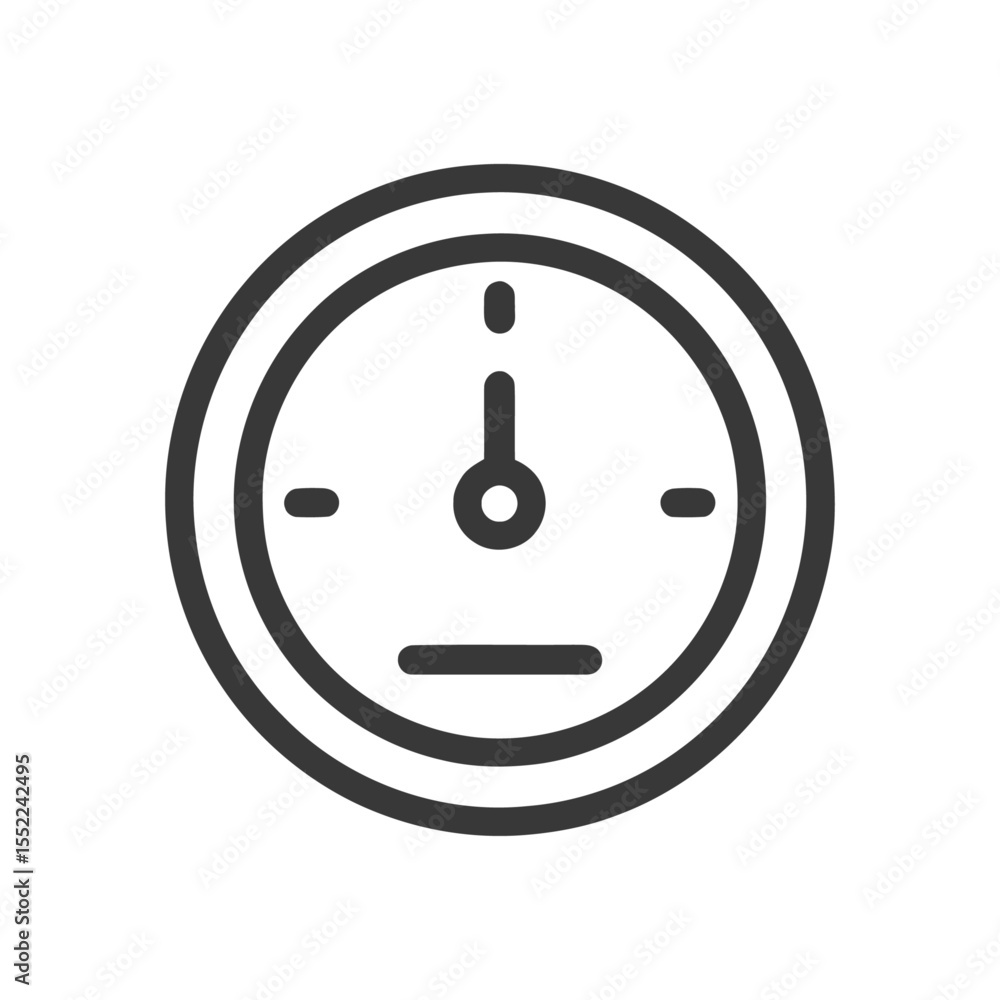 Poster minimalist clock icon: simple time representation on white background.