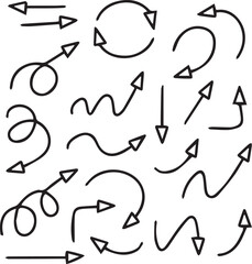 Hand-drawn arrow icon set. A collection of curved