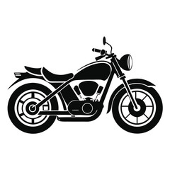 Obraz premium Detailed Illustration of Motorcycle Side View, Classic Design, Black Silhouette, Iconic Vehicle