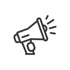Bold Line Art: Megaphone Icon for Announcement and Communication