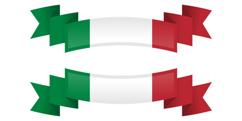 Italian flag ribbon with banner, background, poster, card, template, layout. Italy patriotic National holiday promo