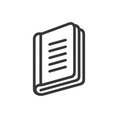 Minimalist Book Icon: Dark Outline on White Background, Education Symbol