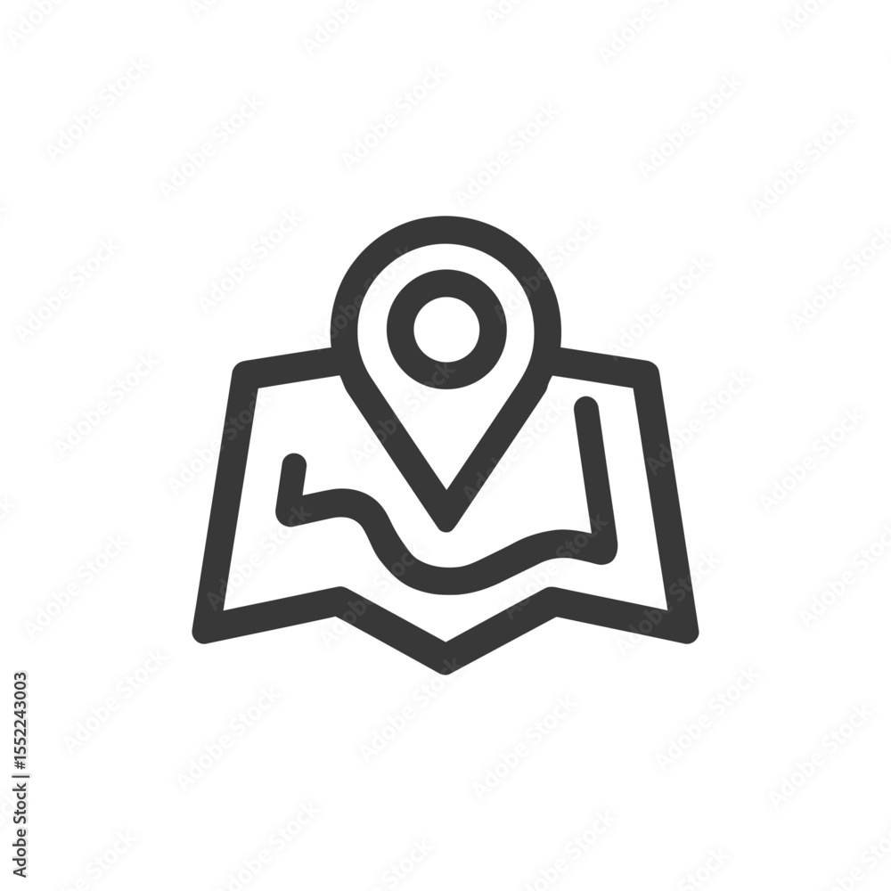 Poster minimalist map icon with location pin, navigation symbol