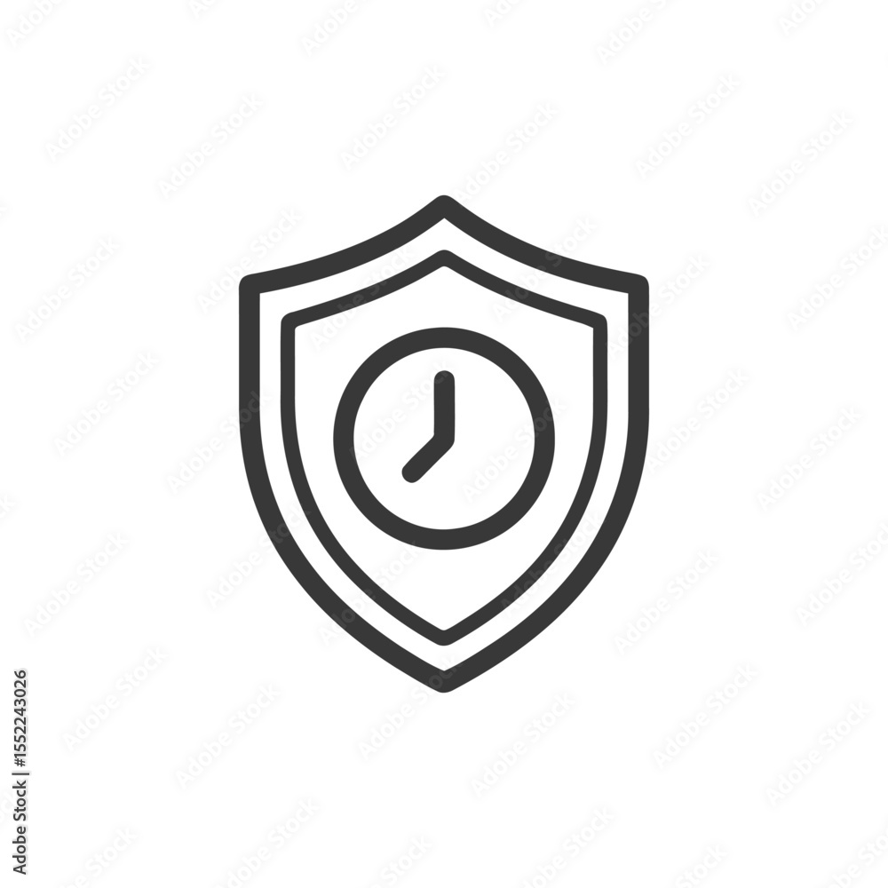 Poster secure time: shielded clock icon for protection and punctuality