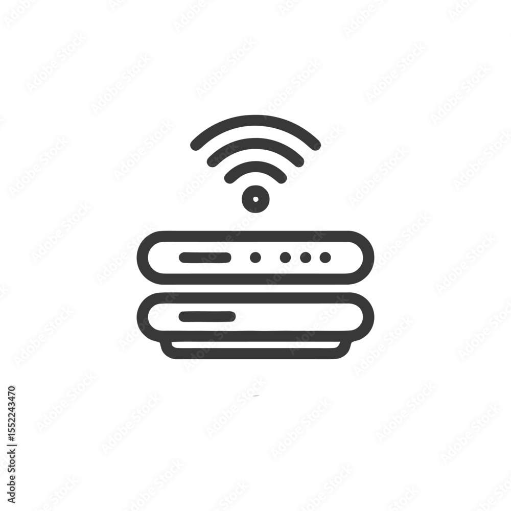 Aufkleber modern router icon: wireless network device with clean line art design