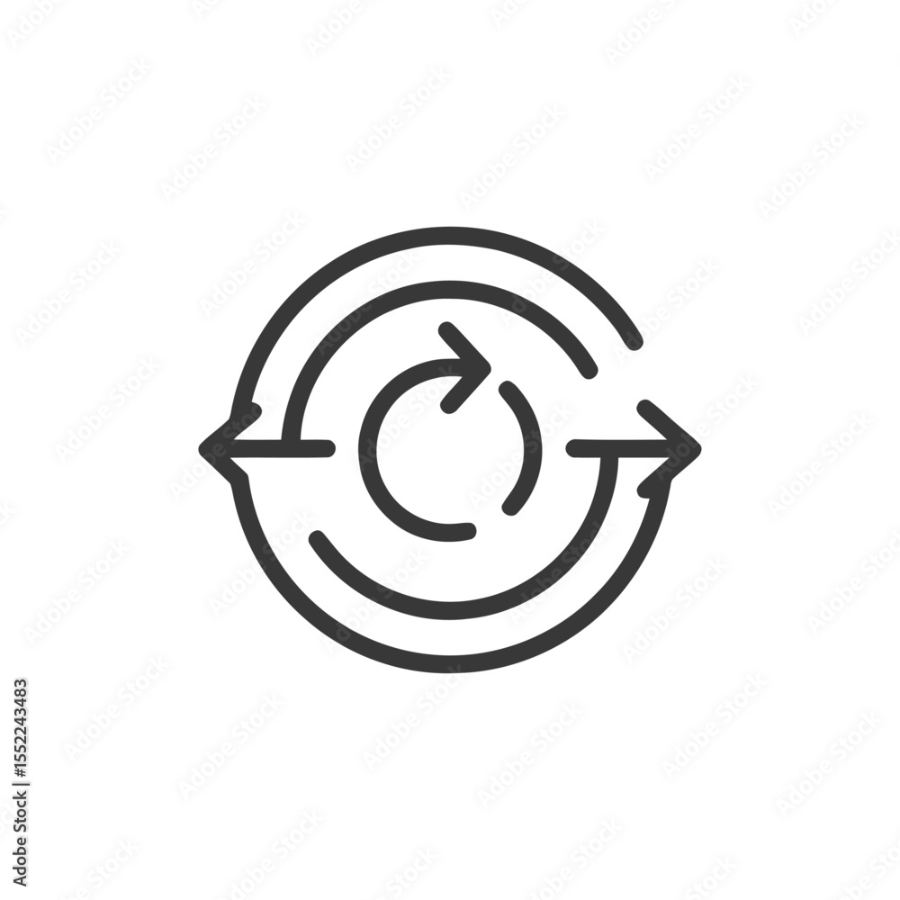Aufkleber circular arrows icon: continuous flow, recycling, and iteration symbol in minimalist design