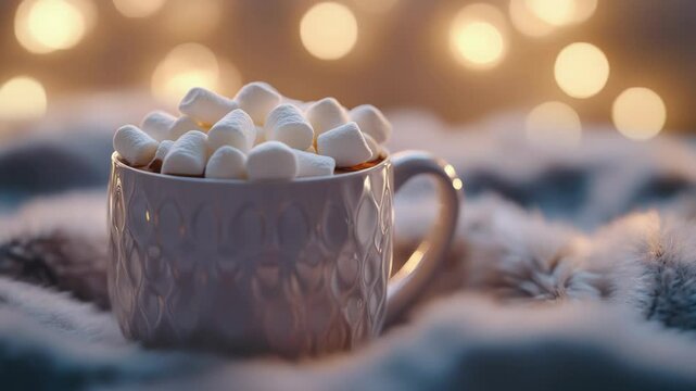 A warm and cozy cup of hot chocolate with marshmallows, perfect for a cold winter day or as a comforting treat anytime