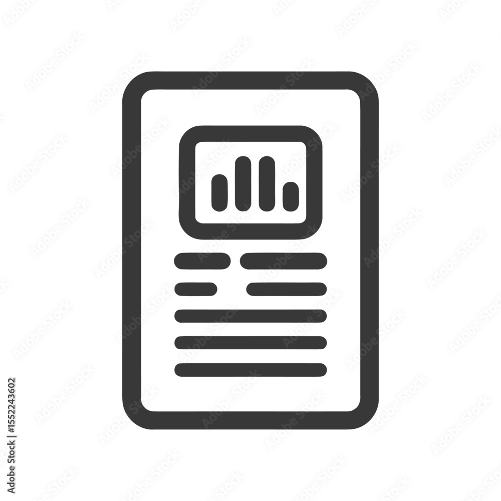 Poster minimalist report icon with bar graph and text content