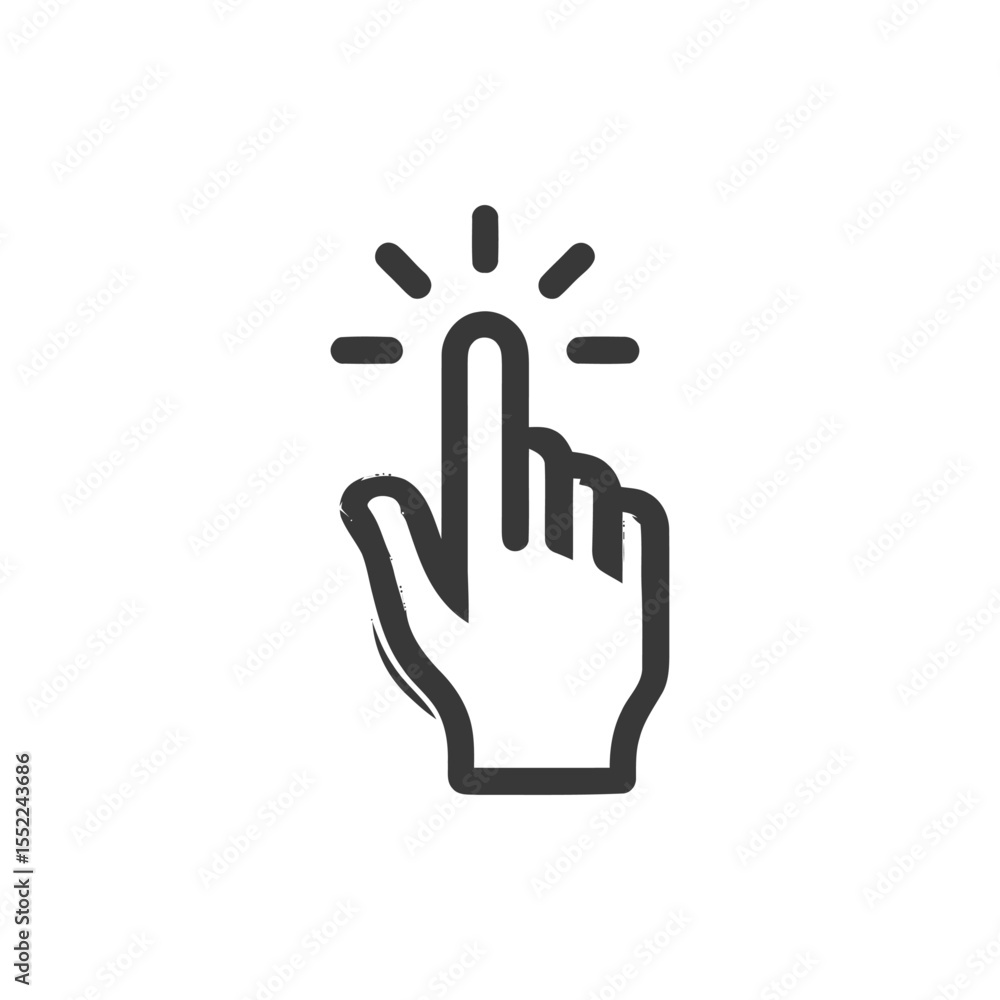 Aufkleber stylized hand cursor icon with finger tap and click effect