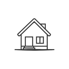 Obraz premium Minimalist House Icon: Simple Black Outline on White Background