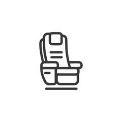 Minimalist Airplane Seat Icon with Cup Holder, Bold Outline Design