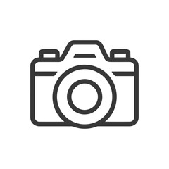 Minimalist Camera Icon: Bold Outline on White Background, Photography Symbol