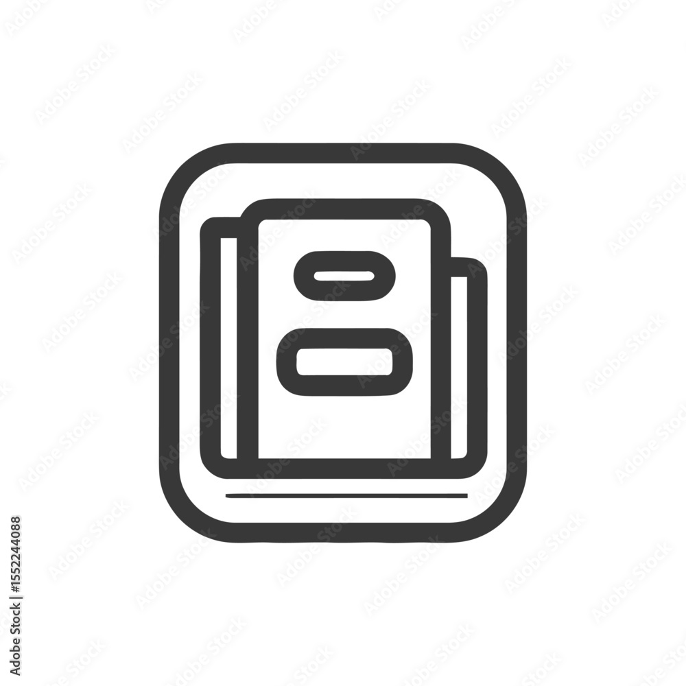 Poster stacked documents icon: minimalist design with rounded edges and bold lines