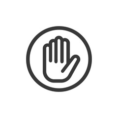 Obraz premium Bold Stop Hand Icon: Simple, Circular Design on White Background