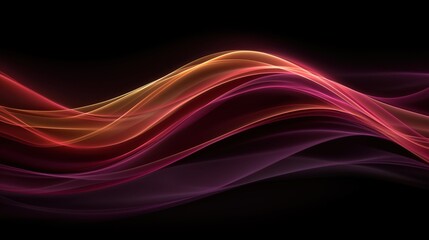 Abstract red and orange waves flowing on black background