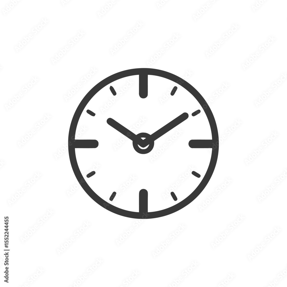 Poster minimalist clock icon: timekeeping symbol with clean design and precise hour markers