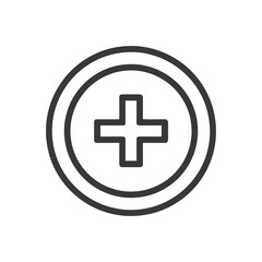 Obraz premium Medical Cross Icon in Double Circle, Minimalist Line Art Design