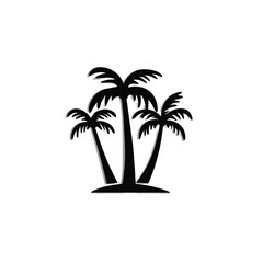 Three stylized palm trees with colorful neon outline