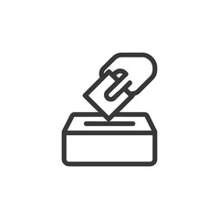 Fototapeta premium Simple Line Art: Hand Placing Ballot in Voting Box Icon
