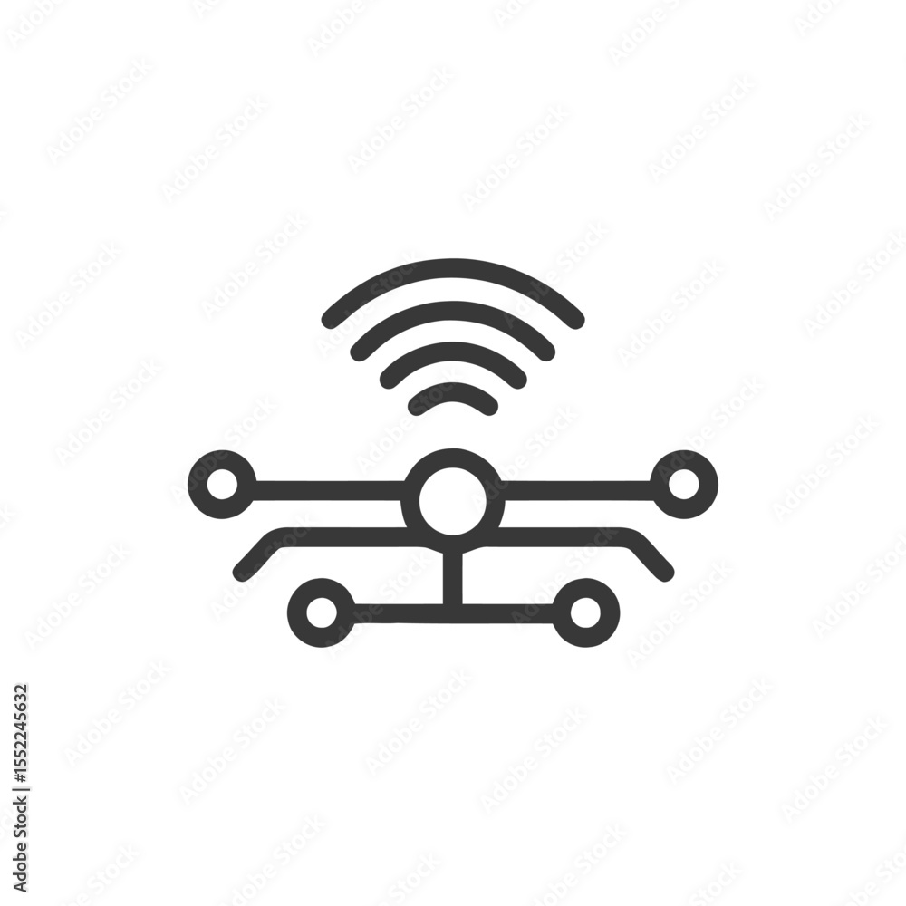 Poster minimalist icon: wireless network chip with clean lines and modern design