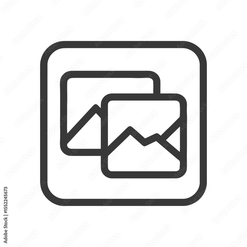 Poster vector icon of two overlapping mountain landscape images in rounded square
