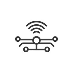 Minimalist Icon: Wireless Network Chip with Clean Lines and Modern Design