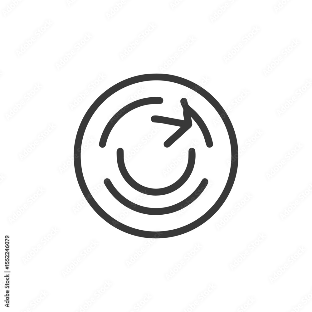 Poster circular arrow icon: continuous loop, refresh, or reload symbol in simple line art