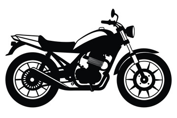 Obraz premium Monochrome Motorcycle Illustration Detailed Silhouette of a Classic Motorbike, Automotive Design