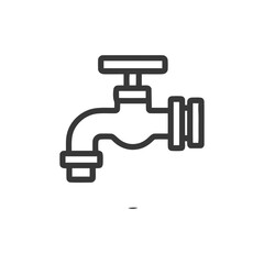 Minimalist Faucet Icon: Bold Outline on White Background