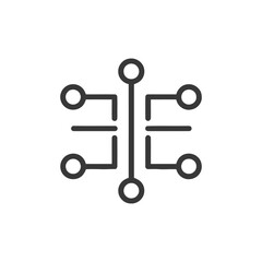 Symmetrical Circuit Board Icon: Abstract Technology Connection Diagram on White
