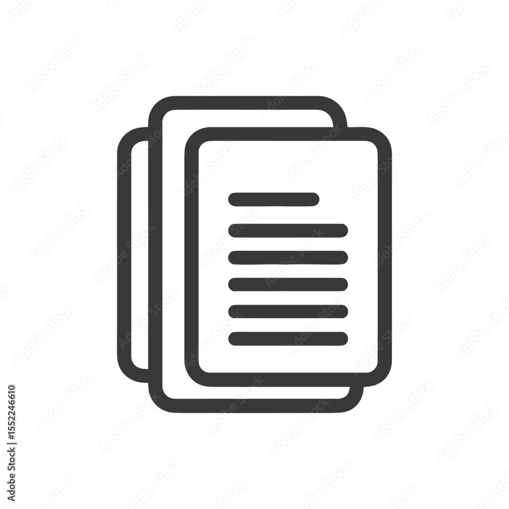 Poster stacked document icon with text lines, minimalist design