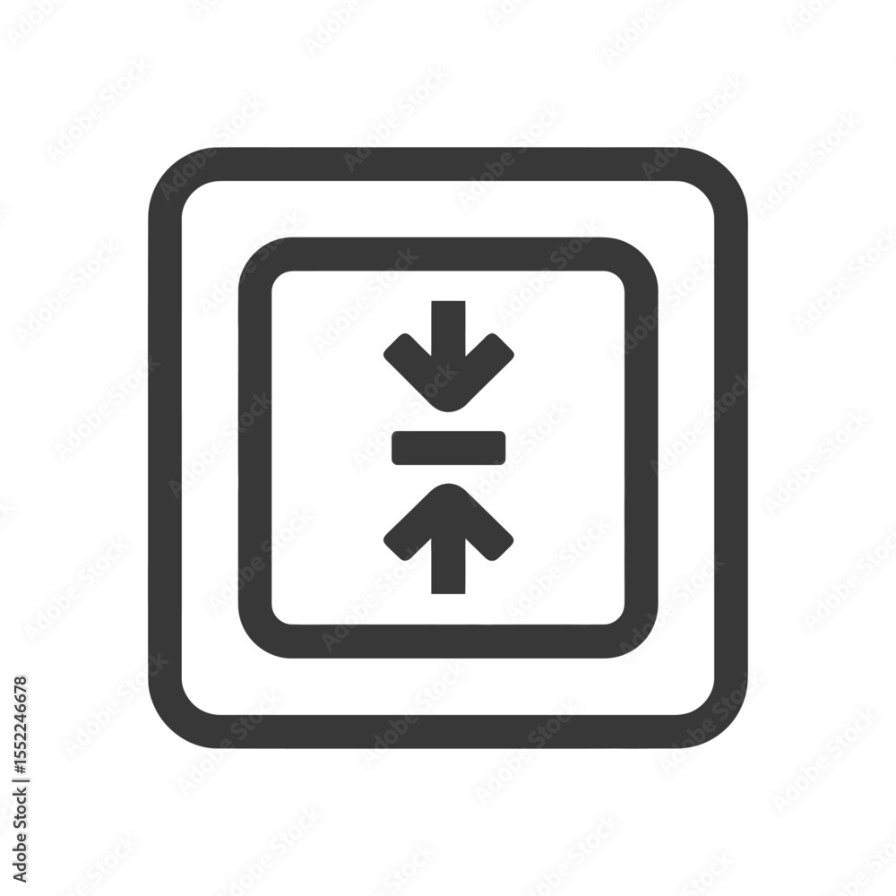 Aufkleber compress icon: arrows converging in a rounded square frame