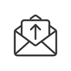 Minimalist Open Envelope Icon with Upward Arrow Symbol