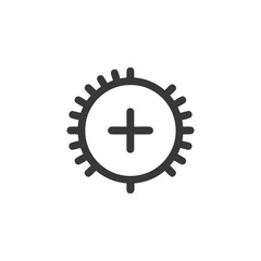 Obraz premium Minimalist Icon: Spiked Circle with Plus Sign Center, Flat Design