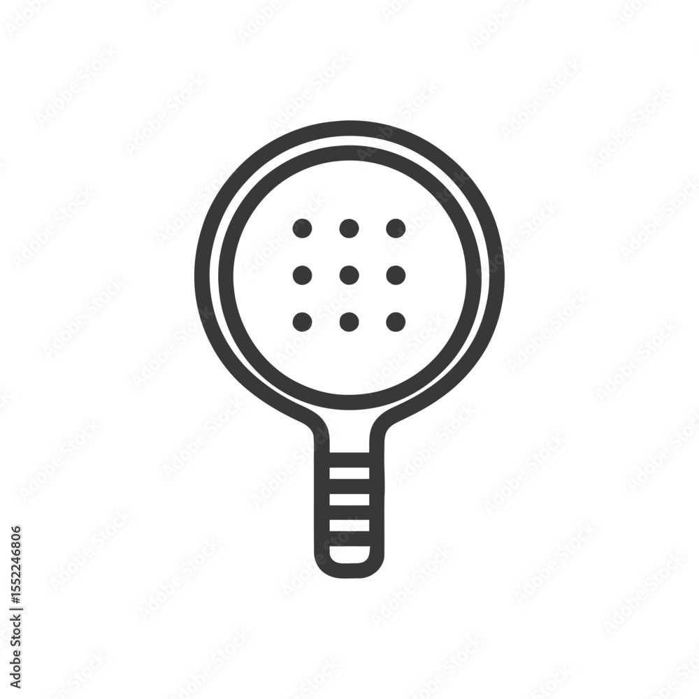 Poster minimalist paddleball paddle icon with perforated surface and striped handle design