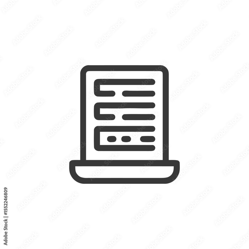 Poster minimalist icon of a tablet device displaying text and data