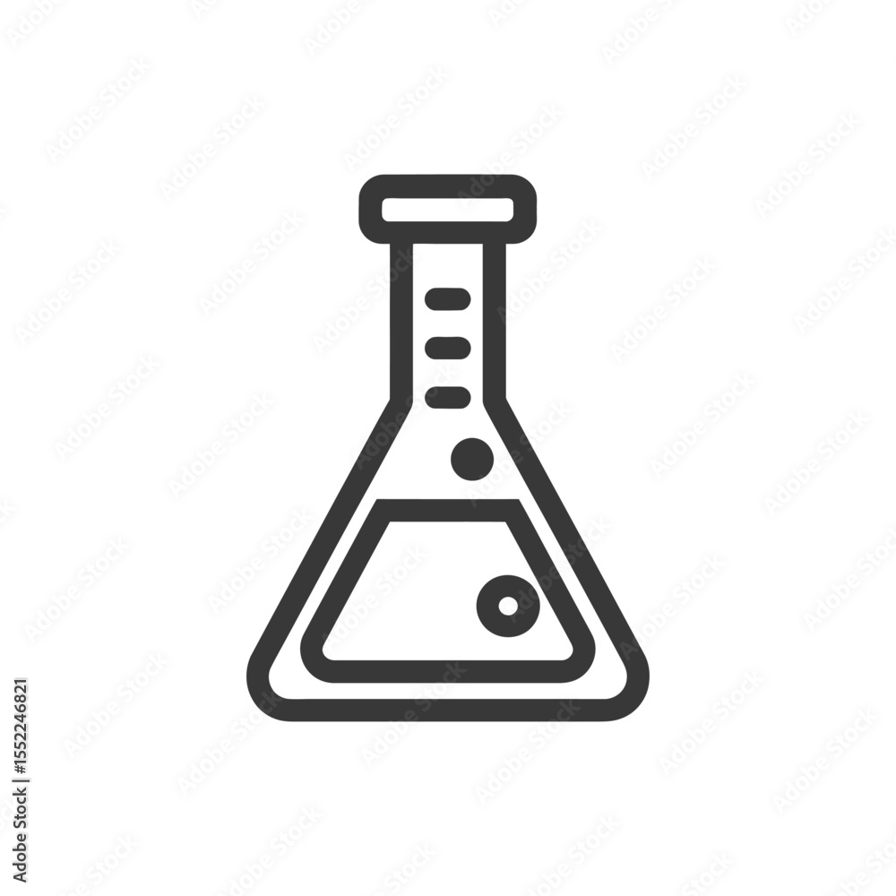 Poster minimalist erlenmeyer flask icon with bubbles and liquid