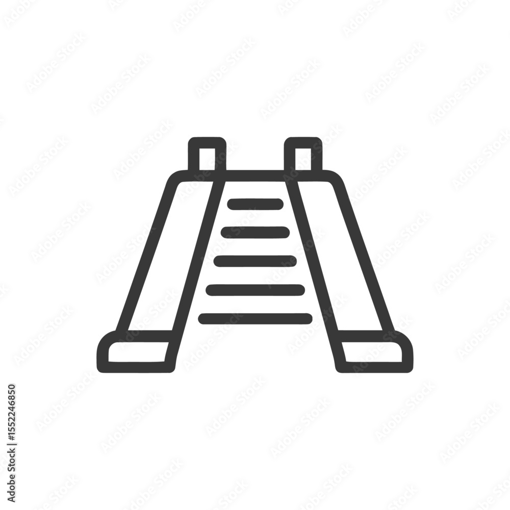 Poster minimalist icon of a playground slide with rounded edges on white background